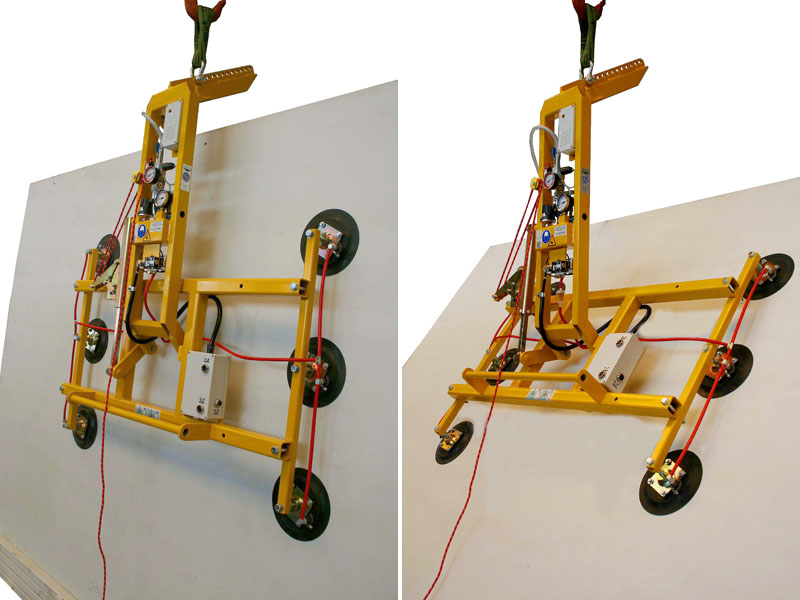 The 7005-SO96/E vacuum lifter was developed for replacing van windscreens and for the windscreens on similar vehicles featuring a very oblique installation angle.