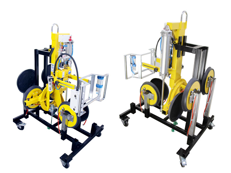 Vacuum lifter 7025-MDmS2/E is a suction lifting device for use in production. The spacing between suction cups has been kept particularly small. Nonetheless, loads weighing up to 250 kg can be rotated manually and can be tilted pneumatically.